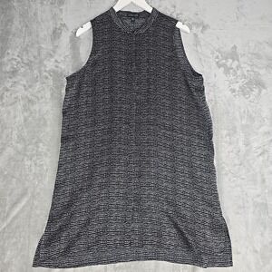 Eileen Fisher Womens Silk Tunic Sleeveless Blouse Top Large Black Polka Dot